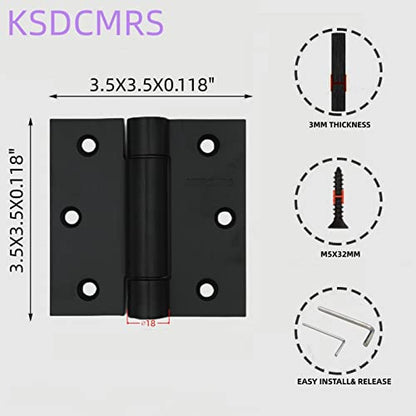 3.5" Matte Black Self Closing Stainless Door Hinges, 2 Pack - color: Matte Black-2PACK