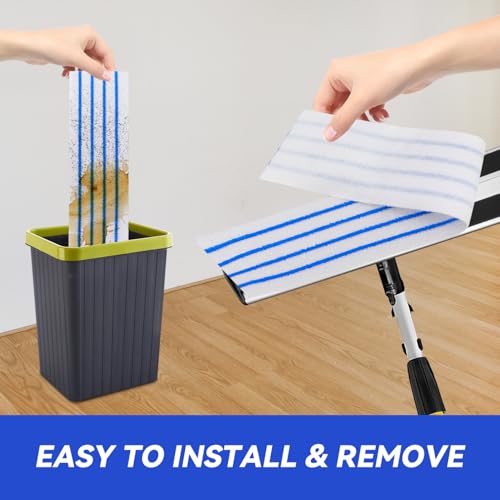 Replacement Disposable Microfiber Pad Fit for Rubbermaid Quick Connect Mop System - 30 Pack Wet & Dry Commercial Cleaning Refills with Scrubbing/Scouring Stripes Fit for Any Flat System 17 and 18 Inch - color: 18 Inch-30pack-blue&white-disposable