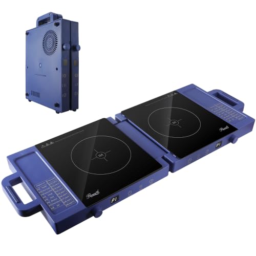 Rosewill Foldable Dual Induction Cooktop Burner, 1800W Portable Double Burner with 8 Cooking Modes & 9-Hour Timer, Auto Shutoff, Electric Stove for Home, Dorms, RVs, Small Kitchen - Blue - color: Blue
