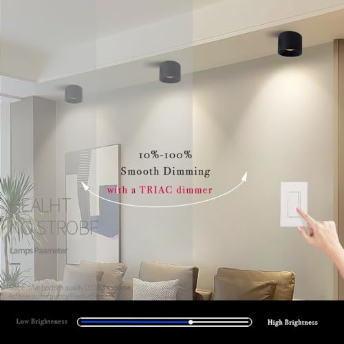 LED Dimmable Ceiling Spotlight with High Color Fidelity for Indoor - color: Black, size: Round-12W-Dimmable