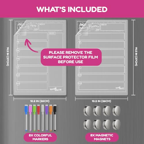 CHALKY CROWN Acrylic Magnetic Planner & Menu Board Set - Clear - 2 Pack - style: Acrylic Menu Board + Weekly Planner