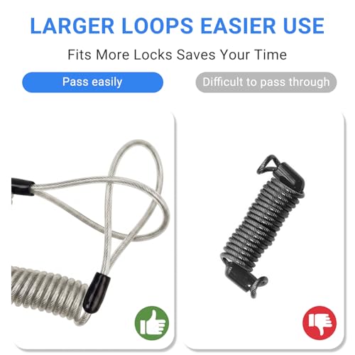 Security Cable Lock 2 Pack, 5FT Self-Coiling Stainless Steel Double Loop Cable, Flexible Anti-Theft Wire for Luggage, Bike, Helmet & Travel Gear (Silver) - color: Silver