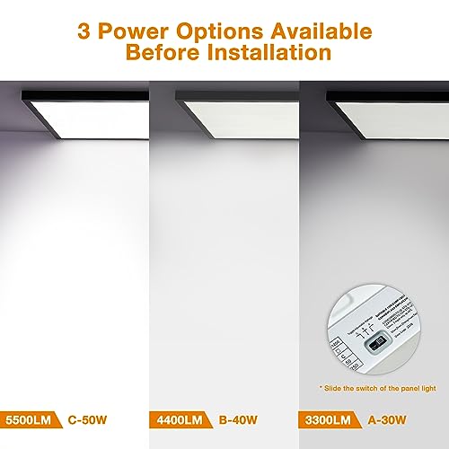 Black 2x4 FT LED Flat Panel Light Surface Mount 2 Pack