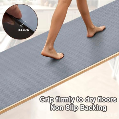 Kitchen Mats and Rugs Cushioned Anti-Fatigue, 23.6" x 86.6", Gray - color: Grey, size: 86.6"L x 23.6"W x 0.4"Th