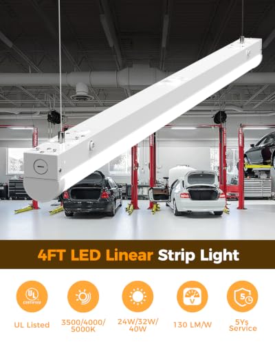 4FT LED Linear Light Fixture: 40/32/24W 3500K/4000K/5000K 4Pack - size: 4FT|4P