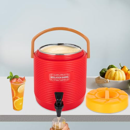 Stainless Steel Beverage Dispenser Insulated Container with Faucet Cooler with Drink Dispensers Cold and Hot Drink Dispenser for Milk Tea, Juice, Coffee 2.91 Gal Capacity (Red) - color: Red, size: 13L