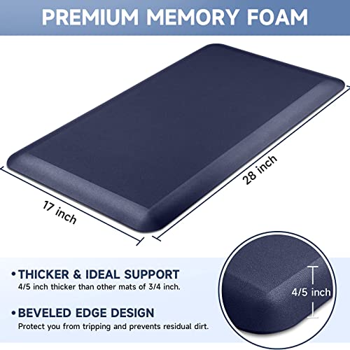 4/5 Inch Thick Kitchen Mats for Floor, StepRite Kitchen Rug for Standing - color: Blue, size: 28"L x 17"W x 0.8"Th