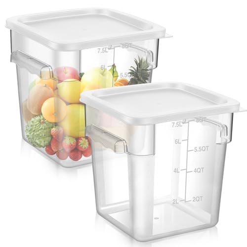 FoldTier 2 Pcs Square Food Storage Containers, White, 8 Qt - color: White, size: 8 Qt