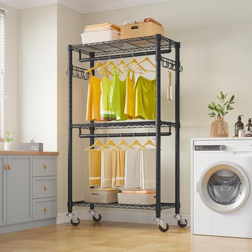 VIPEK R2 Mini Rolling Clothes Rack Portable Closet for Hanging Clothes - color: Black, size: R2 Mini
