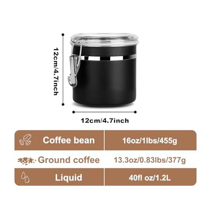 Walktosun Stainless Steel Food Container with Clear Lids Airtight Storage Container Stackable Small Canisters Kitchen Pantry Storage for Cereal, Snacks, Candy, Herbs, Spices, Sugar, Tea (Black) - color: Black