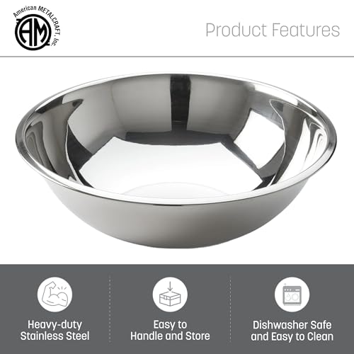 American METALCRAFT, Inc. SSB1600 Mixing Bowl, Stainless Steel, 16 Quarts, 17-1/2' Dia. - size: 16 Quarts, style: Standard