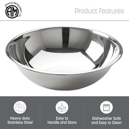 American METALCRAFT, Inc. SSB1600 Mixing Bowl, Stainless Steel, 16 Quarts, 17-1/2' Dia. - size: 16 Quarts, style: Standard