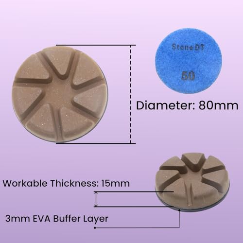 Hybrid Diamond Polishing Pucks, 3’’ Floor Grinding Pads for Hard Concrete Surface, Compatible with Ride-on/Walk-Behind Floor Grinder, Aggressive Ceramic Bond, 50#, 9PCS - style: 50# 9PCS