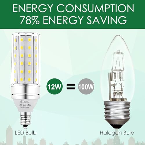 E12 LED Corn Light Bulbs, 12W Equivalent 100W, 1200 Lumen 6000K Cool Daylight White, Non-Dimmable Candelabra Base Chandelier Lights, Pack of 3 - color: E12-12w-6000k-3pcs