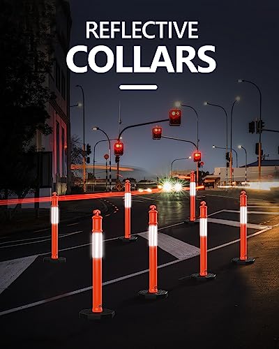 BATTIFE 45 inch Traffic Cones Delineator Posts with Base Orange 3 Pcs - color: Orange