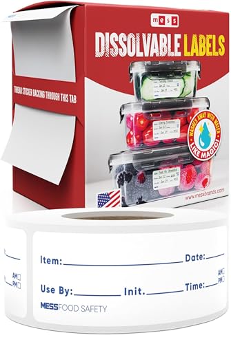 Dissolvable Food Labels 1x3 in 200/Roll - Removable Freezer Jar Stickers - size: 1x3"