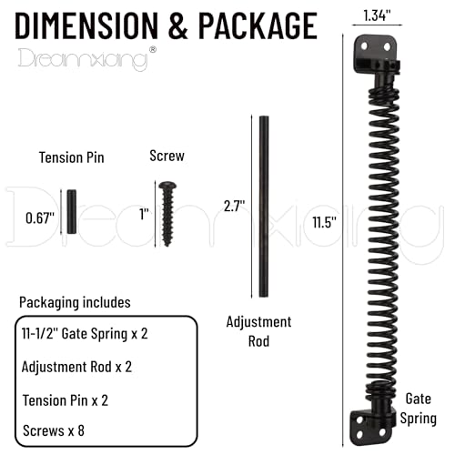 11-1/2" Gate Door Spring Self Closing Heavy Duty Automatic Closure Hardware - size: 11-1/2 Inch