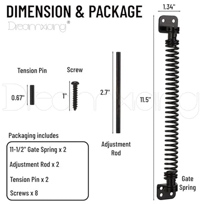 11-1/2" Gate Door Spring Self Closing Heavy Duty Automatic Closure Hardware - size: 11-1/2 Inch