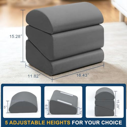 Under Desk Foot Rest, 6-in-1 Ergonomic Footrest, 5 Adjustable Heights - color: Gray