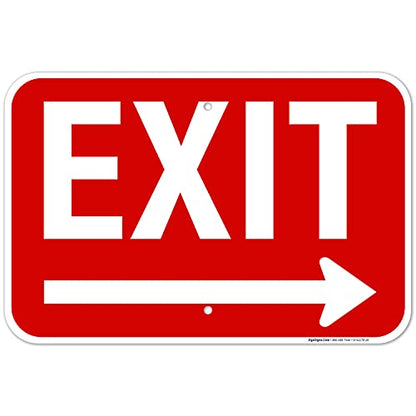 Exit Sign, with Right Arrow - size: 12x18