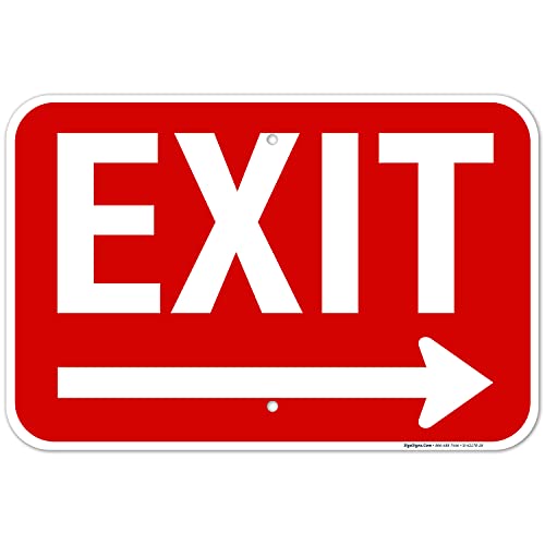 Exit Sign, with Right Arrow - size: 12x18