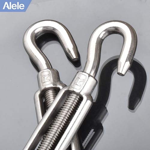 M10 Turnbuckle,3/8" (10mm) Thread Stainless Steel Hook & Eye Alele Stainless Steel 304 Turnbuckles Heavy Duty Wire Rope Tension 4pcs - size: M10 Turnbuckle