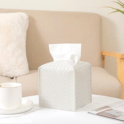 Tissue Box Cover Square Leather Facial Paper Holder, Misty Gray - color: Misty Gray, size: square