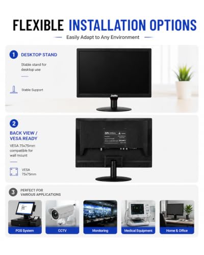 21.5-Inch Touchscreen Monitor, 1920x1080 Full HD 16:10 Display, 400cd/m² High Brightness, BNC HDMI VGA AV USB Input, Responsive Touch Screen for Self-Service Kiosk Industrial CCTV Security - size: 21.5Inch/16:10