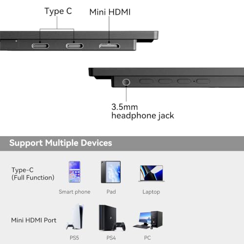 15.6" Portable Monitor 1080P FHD Travel Display,Compatible with Laptops, Desktops, Phones,CNC Metal Frame,It Fully Meets Your Needs for Gaming, Everyday Office Work, Entertainment, and More. - size: 15.6"
