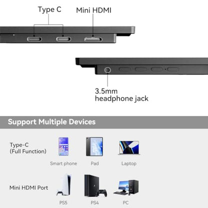 15.6" Portable Monitor 1080P FHD Travel Display,Compatible with Laptops, Desktops, Phones,CNC Metal Frame,It Fully Meets Your Needs for Gaming, Everyday Office Work, Entertainment, and More. - size: 15.6"