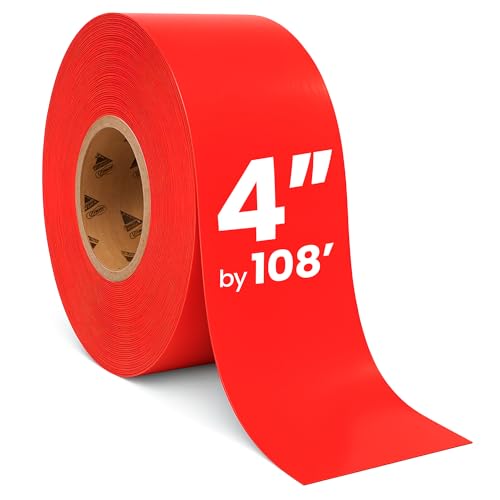 DuraMark EC700 Floor Marking Tape for Concrete and Pavement | Industrial Marking Tape for Warehouses | Long-Lasting | High Durability, Red, 4 Inches by 108 Feet - color: Red, size: 4 In X 108 Ft