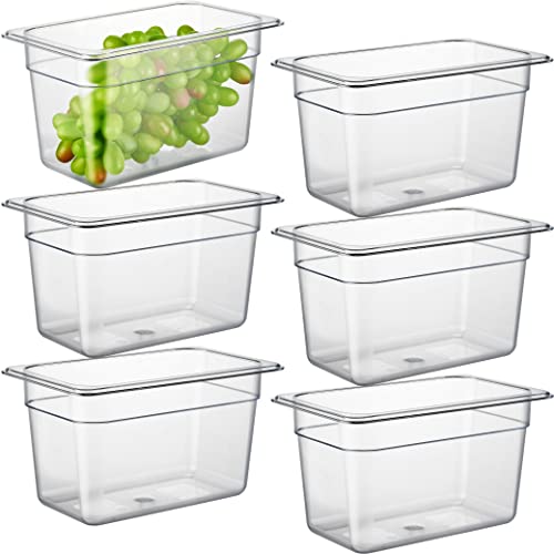 CURTA 6-Pack 1/4 Size 6" Deep NSF Polycarbonate Food Pans | Dishwasher & Freezer Safe Clear Container for Prep Tables, Buffet, Salad Bar, Commercial & Home Kitchen - color: 1/4 Size, size: 6" Deep