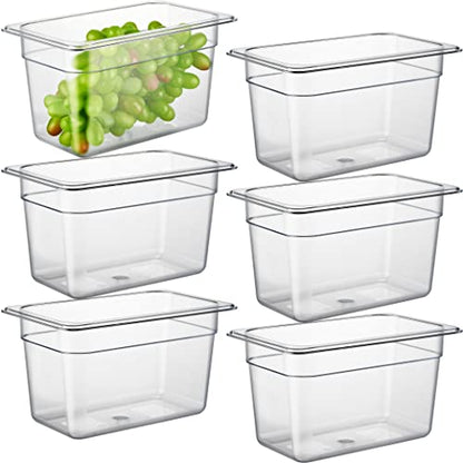 CURTA 6-Pack 1/4 Size 6" Deep NSF Polycarbonate Food Pans | Dishwasher & Freezer Safe Clear Container for Prep Tables, Buffet, Salad Bar, Commercial & Home Kitchen - color: 1/4 Size, size: 6" Deep