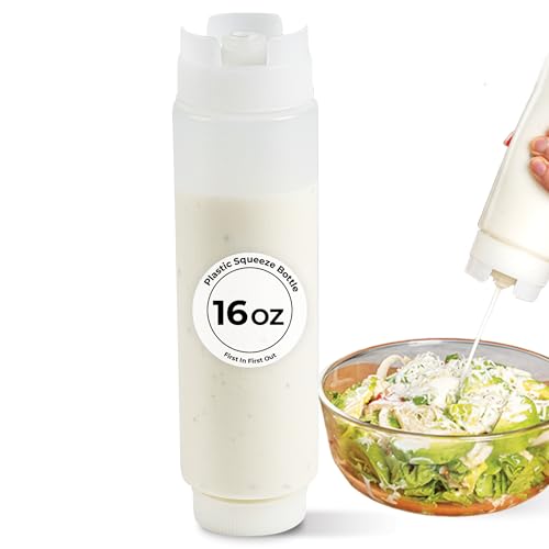 Restaurantware-16oz. FIFO Inverted Plastic Squeeze Bottle with Refill and Dispensing Lids - First In First Out - Perfect for Restaurants, Catering, and Food Trucks - 1ct box - style: 16 oz