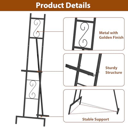 1 Black Easel Stand for Sign, Adjustable Metal Wedding Welcome Sign Stand - style: 1pack-Black