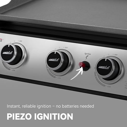 Royal Gourmet PD1301S Portable 3-Burner Tabletop Gas Griddle - color: Black & Silver