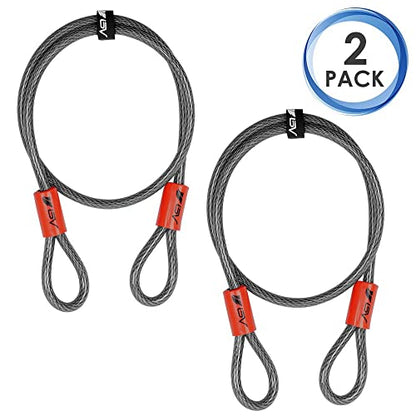 BV Heavy-Duty 4FT Security Cable Lock with Loops - 10mm (3/8 Inch) Cut-Resistant Braided Steel Cable-Versatile & Weatherproof - Security Chain for Padlock, Chain Lock, Wire Lock (Pair) - color: Pair, style: 4 FT