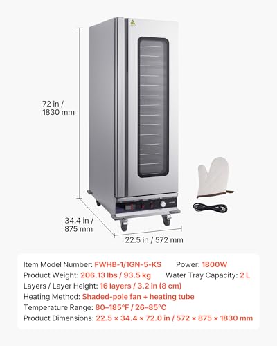 VEVOR Commercial Electric Food Warmer 16-Tier Transparent Single-Door - size: 16-Tier