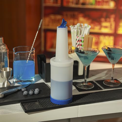 Restaurantware Plastic Storage Container Bottle, Quick Pour, 1 qt - color: Blue, size: 32 Ounces