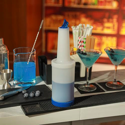 Restaurantware Plastic Storage Container Bottle, Quick Pour, 1 qt - color: Blue, size: 32 Ounces