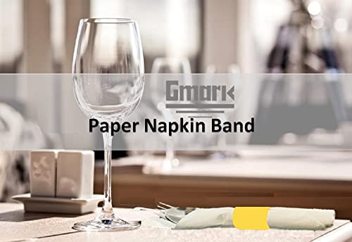 Gmark Self-Adhesive Yellow Paper Napkin Bands (2500 Count) - 4.25 x 1.5 Inch Professional Napkin Rings - Self-Sealing Disposable Silverware Wrappers for Restaurants & Formal Events GM1108 - color: Yellow
