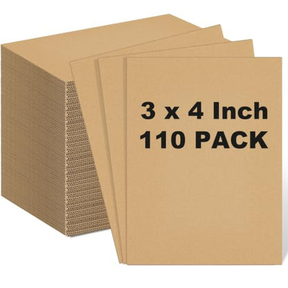 Henoyso 110 Pack 3 X 4 Inch Brown Cardboard Sheets - color: Brown, size: 3 x 4 Inch
