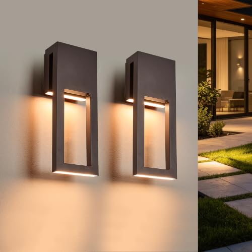 2-Pack Dimmable Indoor Outdoor Wall Sconces 15 Inch Waterproof - color: 2Pack Textured Bronze(without Photocell)