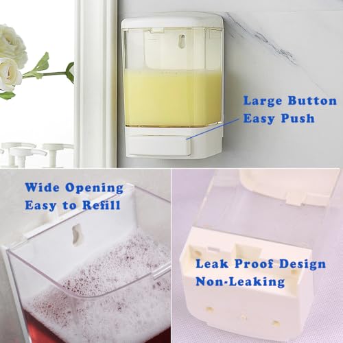 Manual Soap Dispenser Wall Mounted, 33.8oz, Bathroom Kitchen Commercial - color: White&transparent