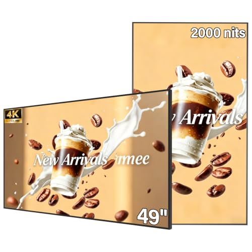 49" Wall Mount Digital Signage, 4K 2000nits Android Commercial Display - size: 49"