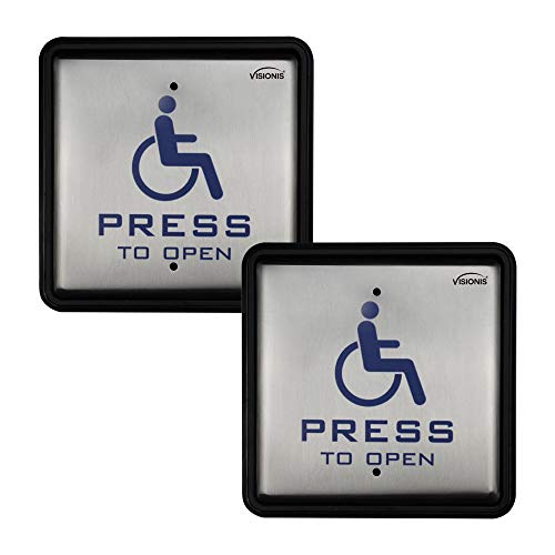 Visionis VIS-7039 Wired Handicap Push to Exit Button, Back Box, 2 Pack - size: Pack of 2