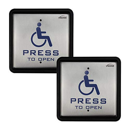 Visionis VIS-7039 Wired Handicap Push to Exit Button, Back Box, 2 Pack - size: Pack of 2
