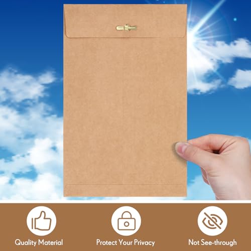 Teling 50 Pcs Manilla Clasp Envelopes Kraft Closure - color: Brown, size: 6*9