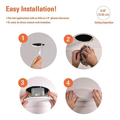 HALO 6" 900LM Canless LED Downlight 5CCT w/JBOX, Dimmable (12-Pack) - size: 6 inch 12PK