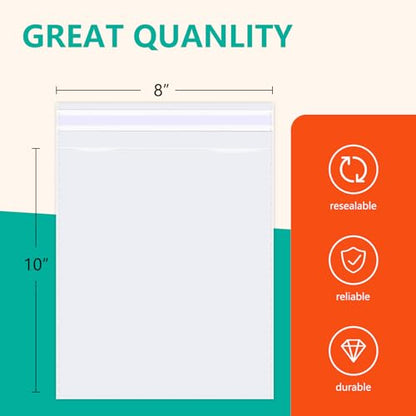iMailer 500 Pcs 8" x 10" Clear Plastic Cellophane Bags - size: 8x10 Inch (Pack of 500)